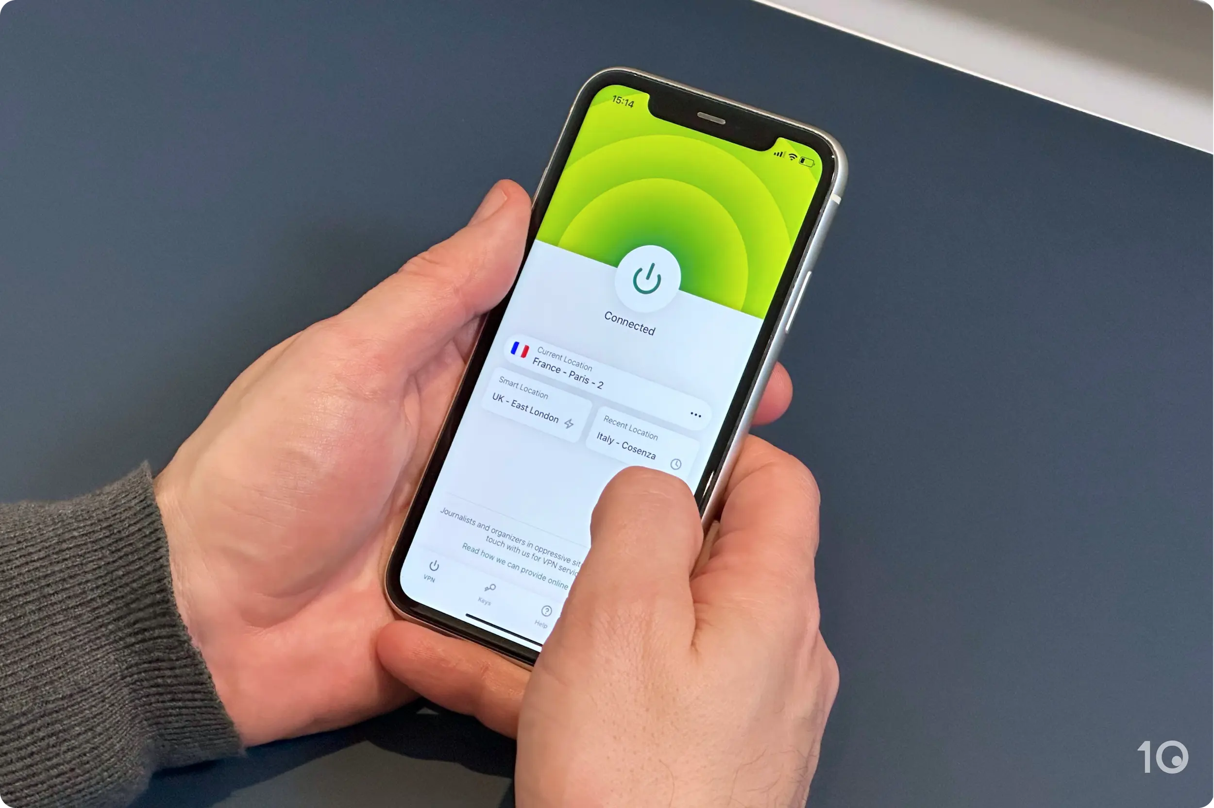 L'application d'ExpressVPN sur iOS