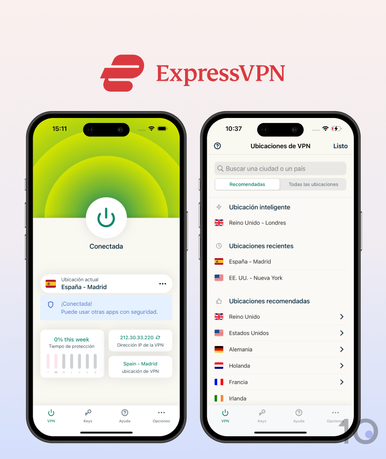 Aplicación ExpressVPN en iOS