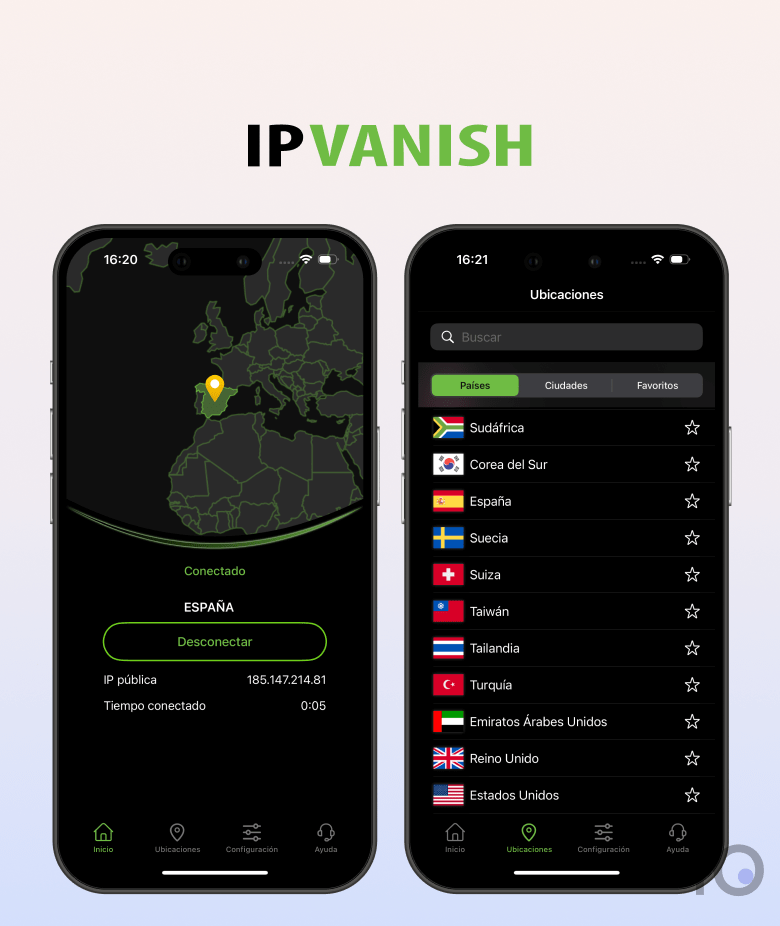 Aplicación IPVanish en iOS
