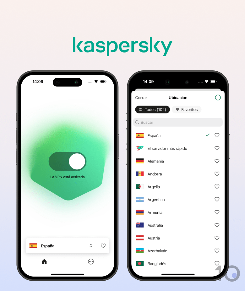 Aplicación Kaspersky VPN Secure Connection para iOS