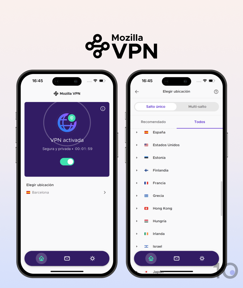 Aplicación Mozilla VPN en iOS