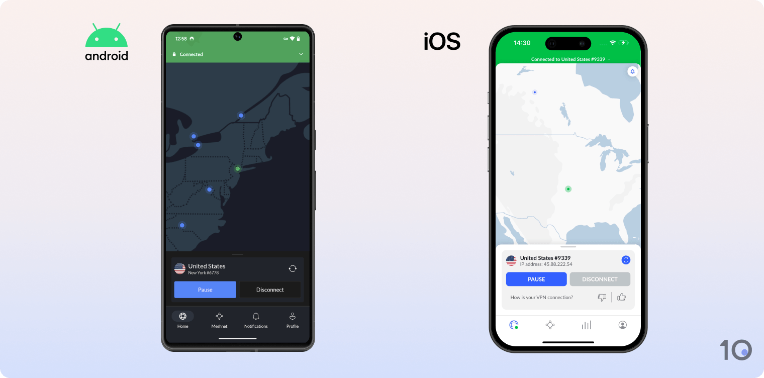 Les applications de NordVPN pour Android et iOS