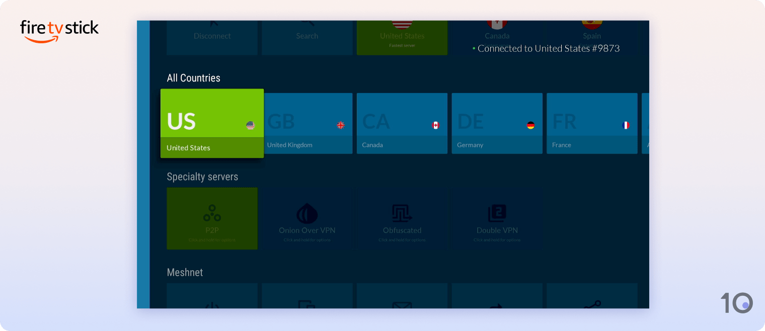L'application de NordVPN pour Fire TV