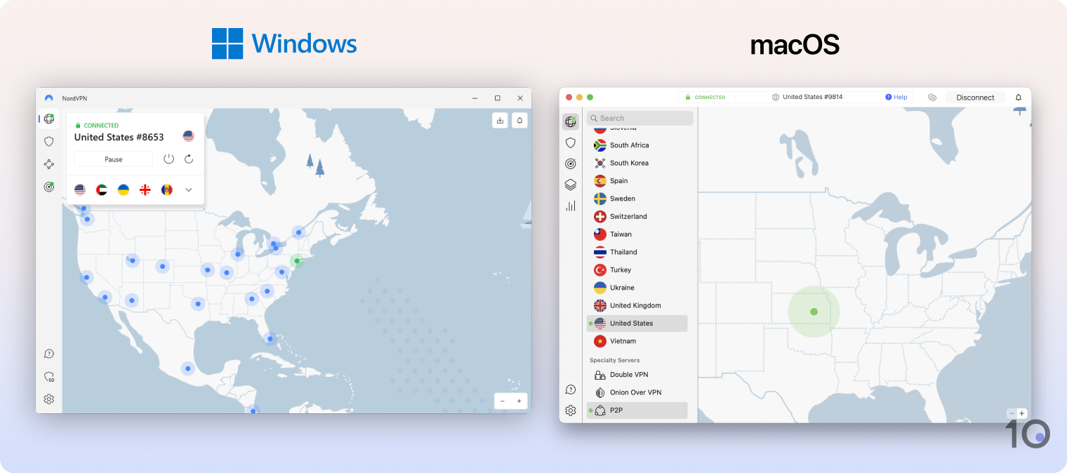 Les applications de NordVPN pour Windows et macOS