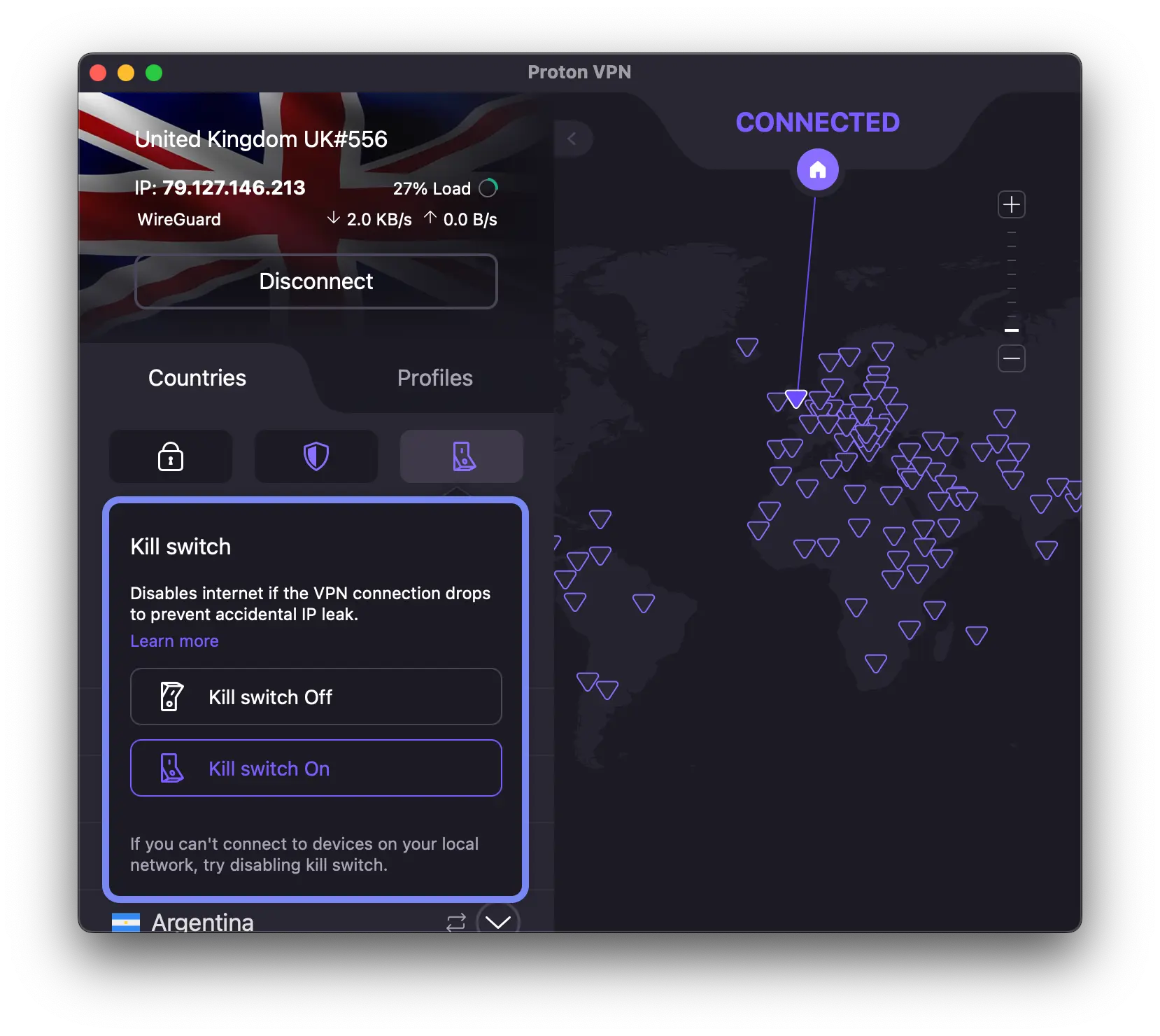 Proton VPN kill switch